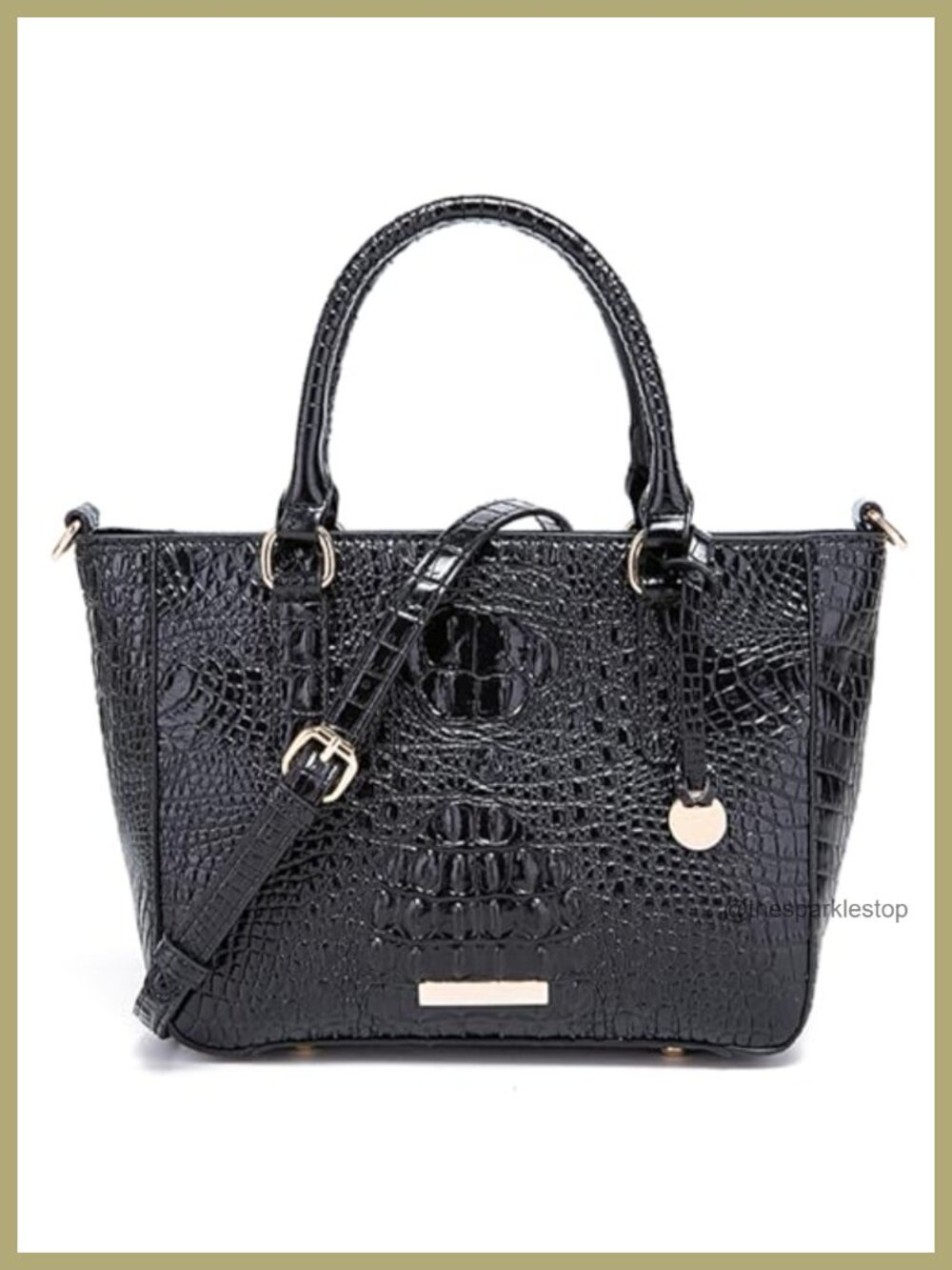 Women's Croc Embossed Faux Leather Tote Satchel Purse with Zipper Compartments